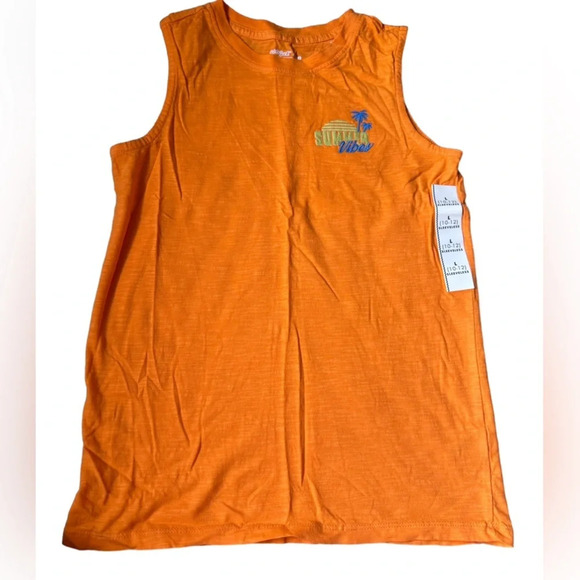 Boys Large 10/12 Orange Summer Vibes Tank - Picture 1 of 4